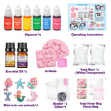 Golray Mermaid Soap Making Craft Kit Kids Toy, 18 Model, 6 Ink, 2 Essential Oil Supply, Art and Craft for Kid Girl Age 8-12 Year Old Ocean Animal Toy Birthday Gift, DIY Science Kits (Create 16+pcs) Golray