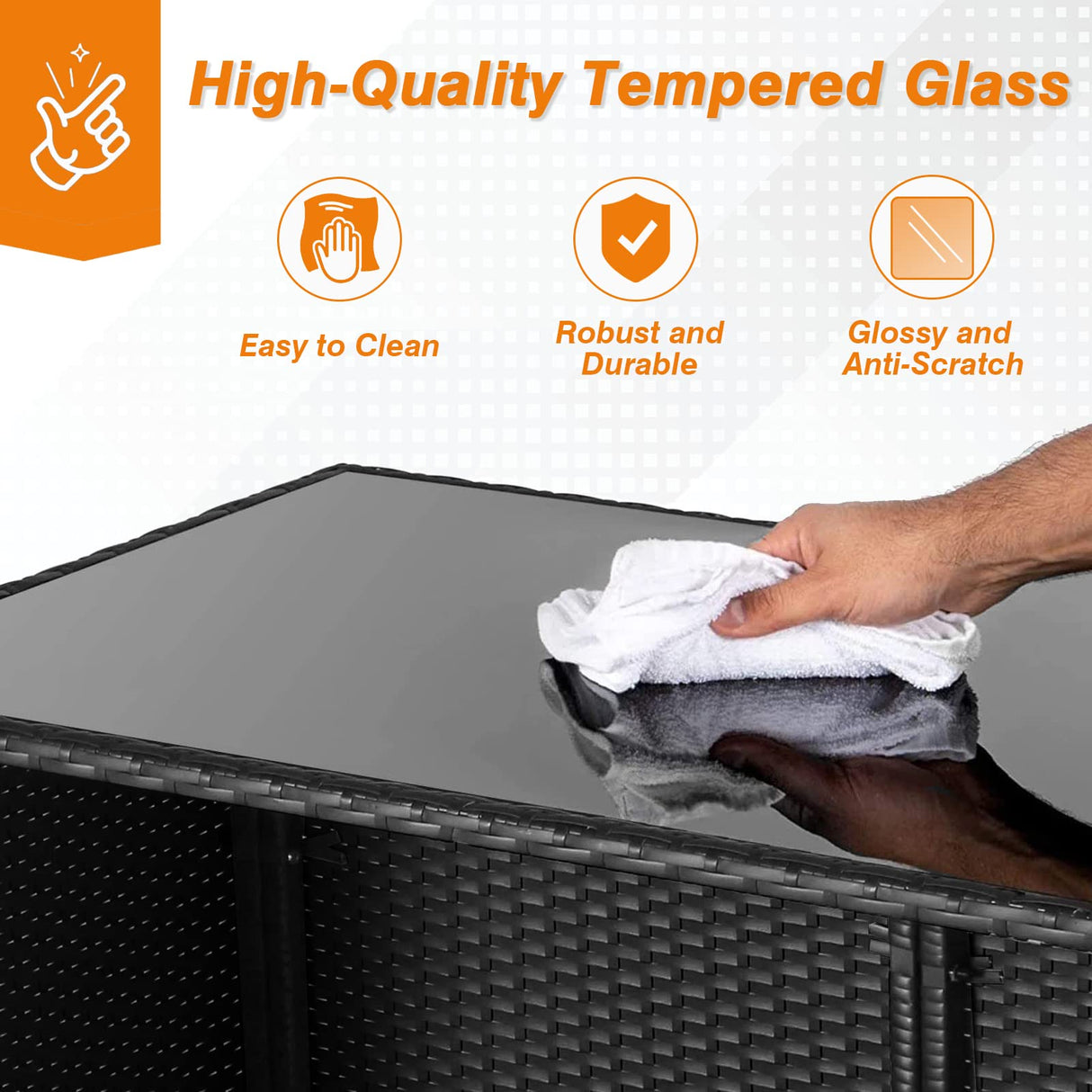 Patiomore 3-Piece Patio Outdoor Bar Set with Two Stools and Glass Top Table Patio Brown Wicker Furniture with Removable Cushions for Backyards, Porches, Gardens or Poolside Patiomore