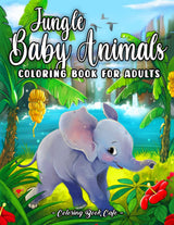 Jungle Baby Animals: A Coloring Book for Adults and Kids with Cute Monkeys, Tigers, Elephants, Crocodiles and More! WoodArtSupply