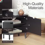 Contemporary Fluted TV Stand - Media Console - 70 Inch Entertainment Center with Storage - Console Table for Living Room and Bedrooms - Supports 32 to 80" TVs - Soft-Close Cabinet Doors (Black) Stead