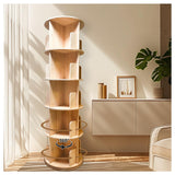 HZYHPDJY Rotating Bookshelf,360 Display Round 5 Tier Floor Standing Bookcase Storage Rack,Wood Spinning Bookshelf Tower for Bedroom,Living Room HZYHPDJY