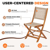 JFHID 5 Piece Outdoor Patio Dining Set, Acacia Wood Outdoor Table and Chairs with Wheels, Farmhouse Style Portable Dining Set for Backyard, Deck & Poolside JFHID