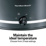 Hamilton Beach Slow Cooker with 3 Cooking Settings, Dishwasher-Safe Stoneware Crock & Glass, 8-Quart Built-In Lid Rest, Black Hamilton Beach