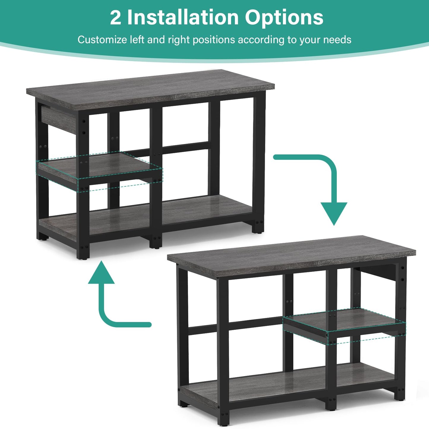 AQQA 40-50 Gallon Fish Tank Stand, 36x18 Inch Heavy Duty Metal Frame Aquarium Stand, Adjustable Storage Shelves, 720LBS Capacity Terrarium Stand, 3 Tiers Reptile Tank Stand