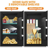 4.0 Cu ft Large Safes for Home Use Fire and Water Proof, Digital Security Fireproof Safe with Combination and Key, 2 Removable Shelves, Anti-Theft Home Safe Box for Document Money Valuables Pisleto
