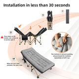 Fragess Portable Camping Cot, 600LBS Max Load, Extra Wide with Thick Mattress, Folding Cot for Outdoor Camping/Office, Home Nap (Grey) Fragess