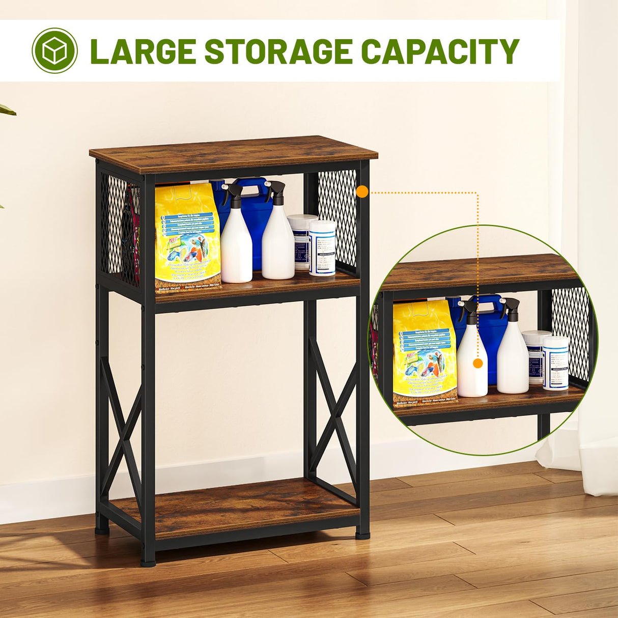 Snughome Fish Tank Stand, 10 Gallon Aquarium Stand with Storage, 3 Tier Heavy Metal Fish Tank Stand Fish Tank Shelf 20.47''L×11.42''W×30.91''H, Rustic Brown Snughome