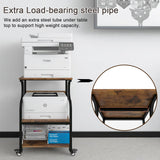 Natwind Large Printer Stand,Printer Table with Adjustable Storage Shelf,3 Tier Rolling Printer Cart with Wheels for Home Office Organization Shelves for Heat Press,3D Printer (Retro) Natwind
