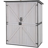 Aivituvin Outdoor Storage Shed Upgraded with Strong Metal Frame Garden Tool Shed Storage House Cabinet with Adjustable Shelfs and Wooden Floor 4.6 x 2.42FT (Off-White) Aivituvin