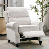 IOMOR Push Back Recliner Chair, Fabric Armchair Overstuffed Pushback Recliner, Heavy Duty Single Sofa Chair with Padded Seat Solid Wood Legs for Living Room (White) IOMOR