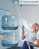 SEIRIONE Corner Shower Caddy Tension Pole, Quick Setup, Rust-Free Bathroom Shower Organizer Corner for Bathtub Shampoo Storage, 4-Tier Adjustable Shelf, Drill Free, Fits 34 to 116 Inch Height, Silver SEIRIONE