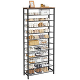 HOOBRO 12-Tier Shoe Rack, Large Capacity Shoe Storage Organizer for 35-45 Pairs of Shoes, Standing Shoe Shelf with Slanted Shelves, for Entryway, Closet, Hallway, Rustic Brown and Black BF51XJ01 HOOBRO