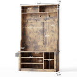 Aiho Entryway Hall Tree with Bench and Storage, 3-in-1 Hall Tree with Coat Rack, Adjustable Shoe Bench, 2-Tier top Storage, for Hallway, Entryway, Bedroom, Rustic Brown Aiho