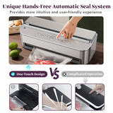 Mesliese Vacuum Sealer Machine, 85kPa 120W Automatic Food Sealer, Powerful Sealing System, Build-in Cutter | Bags Storage | Moist Mode and Air Suction Hose | 2 Bag Rolls and 5pcs Pre-cut Bags Mesliese