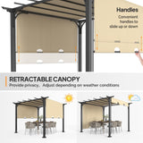 VINGLI 10’x 10' Outdoor Pergola Aluminum Retractable Pergola Canopy with Adjustable Roof, Patio Pergola for Deck, Porch, Garden, Yardn (Beige) VINGLI