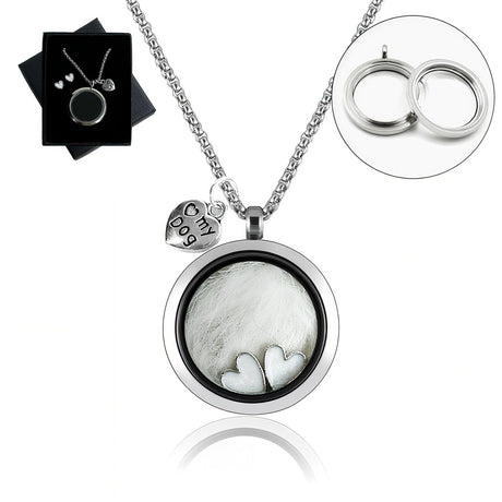 Lifelisa Dog Fur Hair Keepsake Necklace, Ashes Memory Urn with Charm, Glass Circle Memorial Pendant Necklace, Pet Cremation Memorial Jewelry for Women Men, Vial Necklace for Ashes Lifelisa