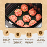 Reusable Silicone Air Fryer Liners 8.5 Inch by Linda’s Essentials (3 Pack, Square) - Non Stick Easy Clean Air Fryer Liners Reusable Mats Air Fryer Accessories Includes Cheat Sheet And Recipe Book Linda's Essentials