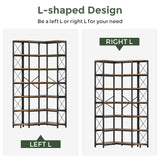 Condemo 7-Shelf Reversible Corner Bookshelf, Modern Industrial Tall Bookcase, 7-Tier Large L-Shaped Storage Shelf Display Rack with Metal Frame for Living Room, Home Office, Bedroom, Rustic Brown Condemo