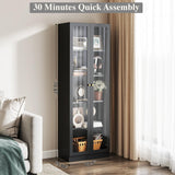 IRONMIX Modern Display Cabinet with Doors, Metal Curio Cabinet with Shelves, 70.87" H Display Cases for Collectibles, 5 Tier Tall Bookshelf, Kitchen Pantry Storage Case for Home Office Living Room IRONMIX