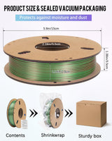 Dynta Tri-Colors Silk Pla Filament 3D Printer 1.75mm Filament Bundle, Multi-Color, 6 Pack 250g Each Dynta