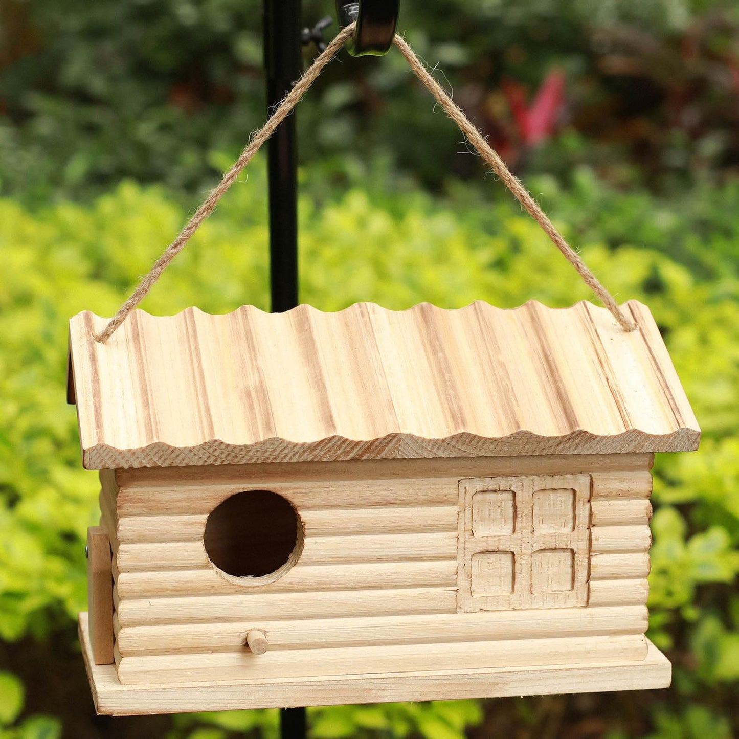 STARSWR Bird House Outdoor Bluebird House for Outside Clearance, Hanging Bird Houses,Cardinals Unfinished Wooden Bird Nesting Box