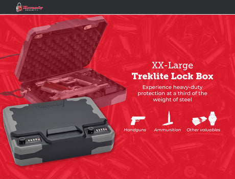 Hornady Treklite Combination Lock Box XXL, 95260 - Travel Safe Lightweight Gun Lock Box with Dual 4-Digit TSA Combination Locks - Protects Firearms, Ammo, & Valuables - 12.2 x 10.1 x 3.3 Inches Hornady