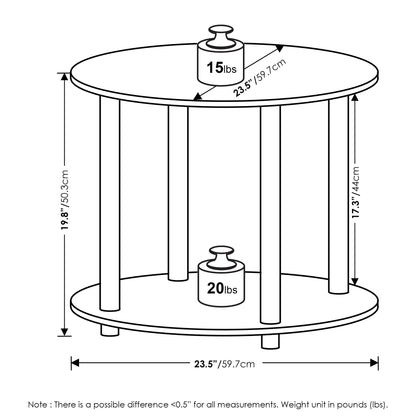 Furinno Turn-N-Tube Simple Design 2-Tier Round Wooden Small Coffee Table, Marble White - WoodArtSupply