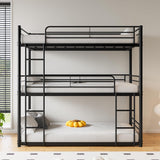 Black Metal Triple Bunk Bed,Heavy Duty Twin Over Twin Over Twin Bunkbeds with Ladder,Family-Friendly for All Ages,Bedroom,Apartments,No Box Spring Needed,Easy Assembly,Noise Free Maliacife