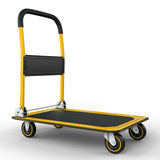 Upgraded Foldable Push Cart Dolly | 330 lbs. Capacity Moving Platform Hand Truck | Heavy Duty Space Saving Collapsible | Swivel Push Handle Flat Bed Wagon - Yellow Lifetime Appliance Parts