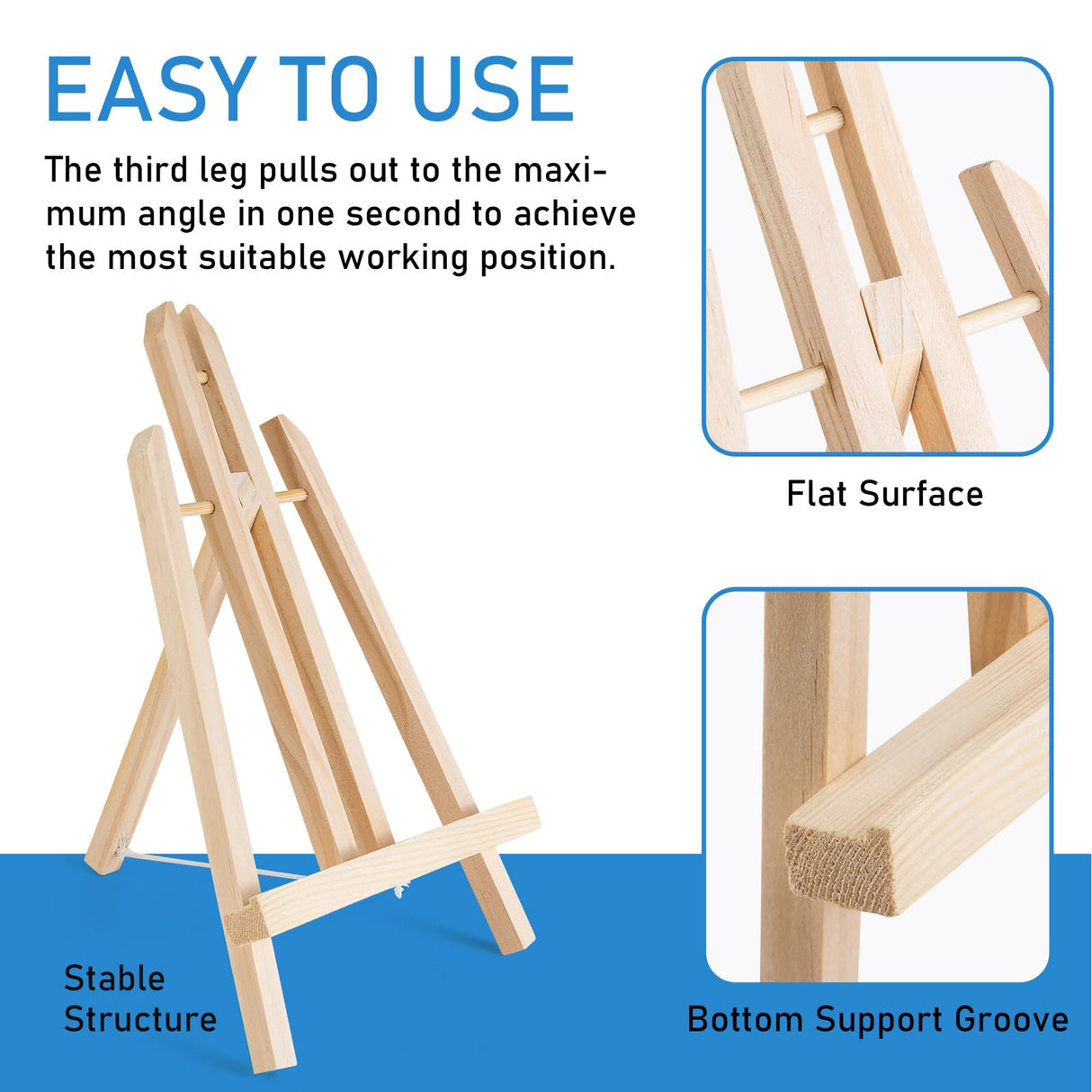 Falling in Art 12Inch Wood Easel Stand, Tabletop Display Stand A-Frame Artist Easel for Painting Canvas, Portable Photo, Picture and Sign Holder (4 Pack) Falling in Art