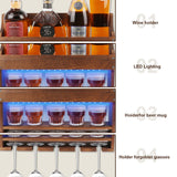 TIRYIUOU 2 Pack Wall Mounted Wine Rack, Wood LED Wine Glass Rack, Bar Shelf, Wine Glass Holder Wall Mounted, Floating Bar Shelves for Kitchen, Dining Room, Home Bar TIRYIUOU