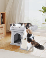 Aechonow Cat Tree Tower for Large Cat, Cat Bed House with Large Perch for Adult Cats, 20 * 16.5 Inch Big Platform for Indoor with Super Cozy Mat, Large Condo with Scratching Post, Light Gray Aechonow