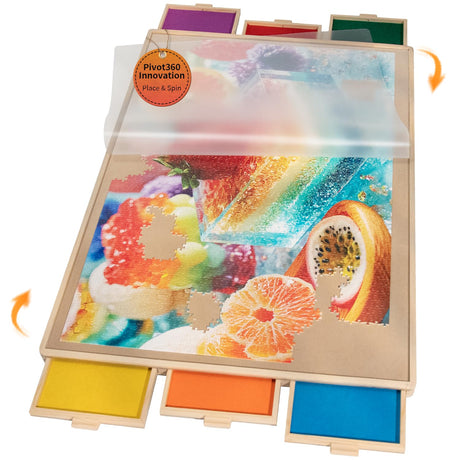 Join&Joy 1500 Piece Puzzle Board Pro, with 6 Drawers & Cover, 34" x 25", Sort-Wise Colorful Felt Drawers, Wooden Jigsaw Puzzle Board, Birthday Gifts for Mom JOIN&JOY