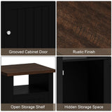 ChooChoo Nightstands Set of 2, Rustic Vintage End Side Table with Storage for Bedroom Living Room, Black&Brown ChooChoo