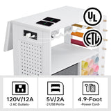 CRAFTEASE Rolling Craft Cart and Storage Table Compatible with Craft Machines Foldable Crafting Cabinets w/2 USB Ports and Outlets 31 Vinyl Rolls Holder Heat Press Organizer Workstation for Craft Room CRAFTEASE