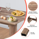 SILKYDRY Counter Height Table, 55’’ L x 25.5’’ W x 35.5’’ H Wood Bar Table, Rectangular Rustic Dining Table for 4-6 Individuals, Farmhouse Kitchen Table for Pub, Cafe, Bistro SILKYDRY