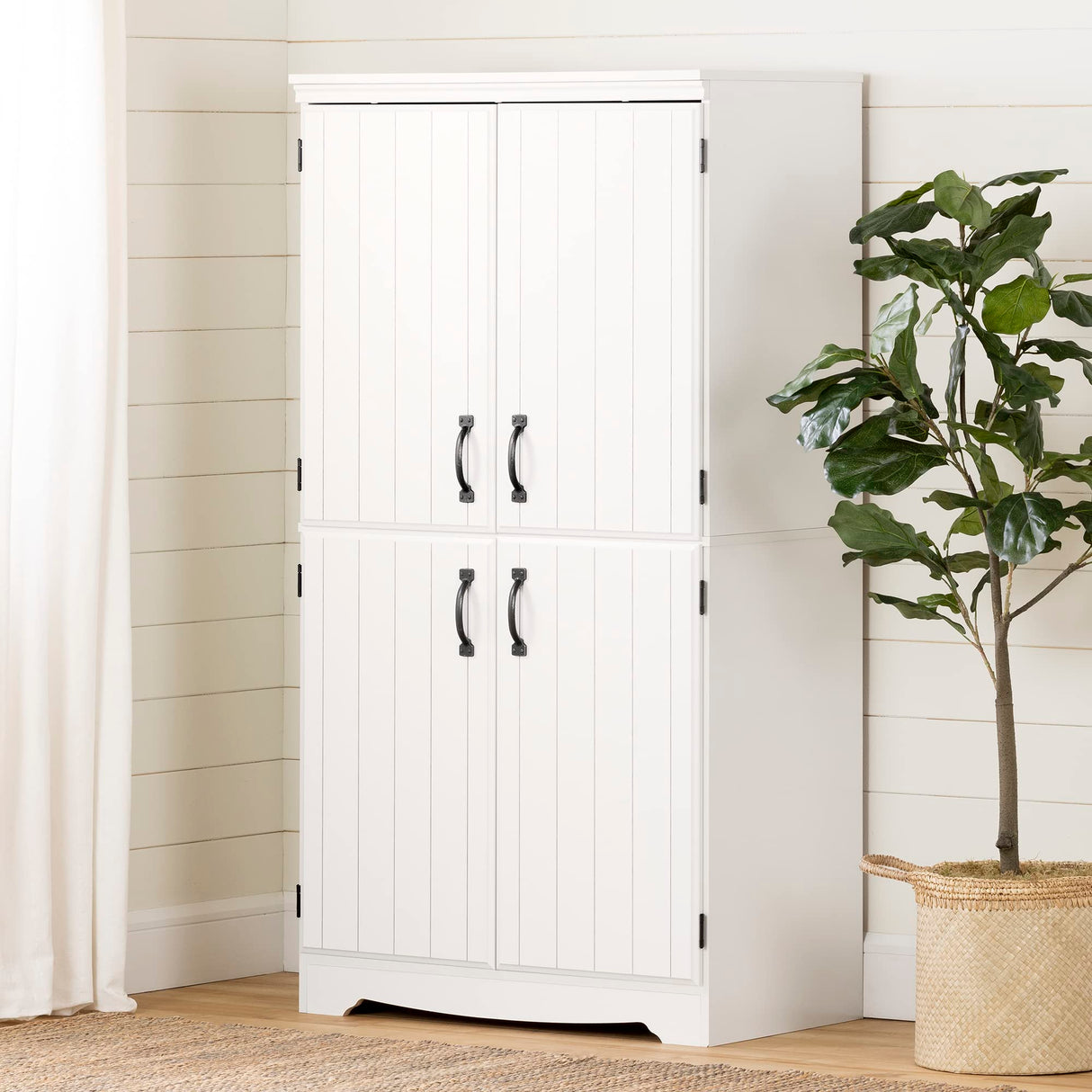 South Shore Farnel 4-Door Storage Cabinet-Pure White, Tall South Shore