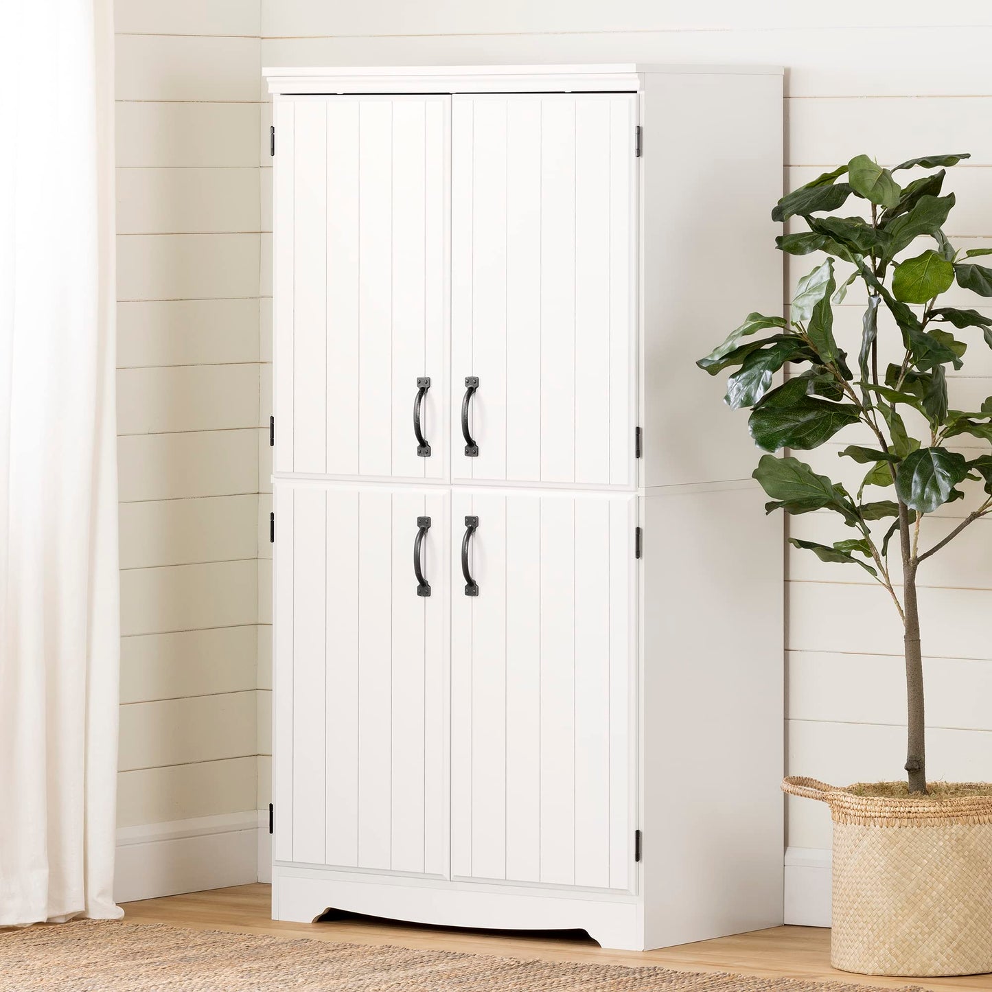 South Shore Farnel 4-Door Storage Cabinet-Pure White, Tall - WoodArtSupply