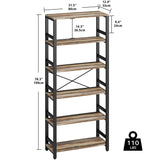 IRONCK Bookshelf, 31.5in Wide Shelf 6 Tier Bookcase, 110lbs/shelf Vintage Industrial Style Bookshelves for Bedroom, Living Room and Home Office, Industrial Brown IRONCK