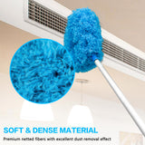 Ceiling Fan Cleaner Duster Reusable Microfiber Ceiling Fan Blade Cleaner Removable Duster with Extension Pole Adjusts 13 to 49.7 Inch for Cleaning Walls Bookshelves Furniture Door Window Top (Blue) Heonay