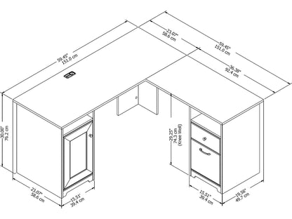 Bush Furniture Cabot L Shaped Computer Desk in White | Corner Table with Drawers and Storage for Personal Home Office Workspace - WoodArtSupply