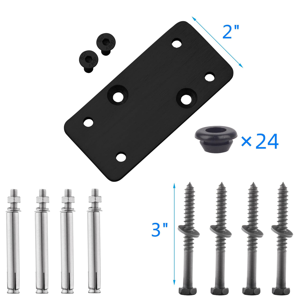 Senmit Cable Railing Post - Stainless Steel Square Fence Post for Deck Cable Railing System, Flat Top 42"x2"x2" - 12 Holes Level Pre-Drilled, Matte Black Senmit