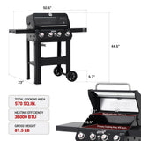 Monument Grills 4-Burner Liquid Propane Gas Grill, Black Stainless Steel Grill with Clearview® Lid and One Foldable Shelve for Outdoor Cooking Kitchen and Patio Backyard, Mesa420MF with BBQ Cover Monument Grills