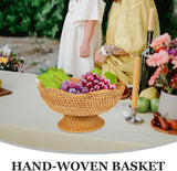 DOITOOL Rattan Fruit Bowl, Woven Footed Bowl Round Pedestal Plate Decorative Bowl for Table Centerpiece, 10 Inch Rattan Footed Bowl Woven Fruit Bowl for Kitchen Counter or Table Decorations DOITOOL