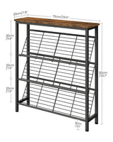 CHOEZON Shoe Rack, 4-Tier Narrow Shoe Storage Shelf, Slim Shoe Rack with Wooden Top and Metal Shelves, Slanted Shoe Organizer, Industrial Style, for Entryway, Hallway, Rustic Brown and Black TXJ76BF CHOEZON