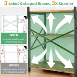 Bakers Rack with Power Outlet, Kitchen Shelves Microwave Stand with Wire Grid and 10 Hooks, 4 Tiers Coffee Stand (Rustic Brown, 23.5 x 15.6 x 52.8 Inches) SNTD