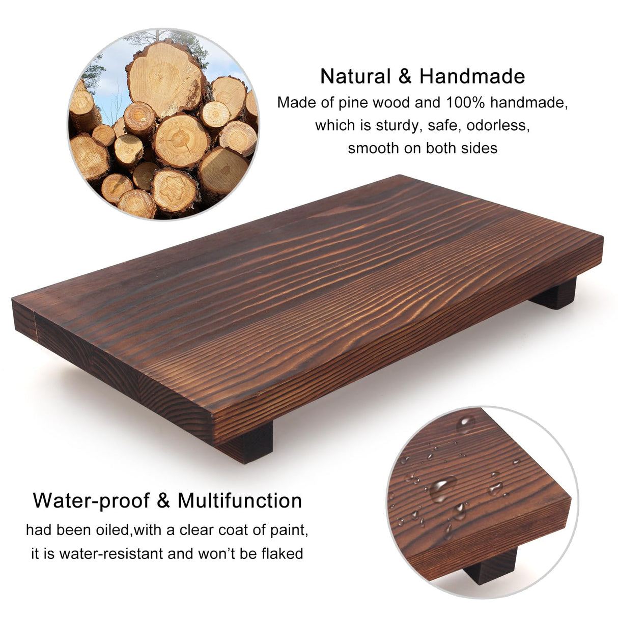 Farmhouse Bathroom Vanity Tray Wood Pedestal Stand Kitchen Countertop Trays Decorative Wooden Risers Dish Soap Dispenser Holder for Kitchen Counter Decor Modern Bathroom Sink Organizer Accessories Ayiaren