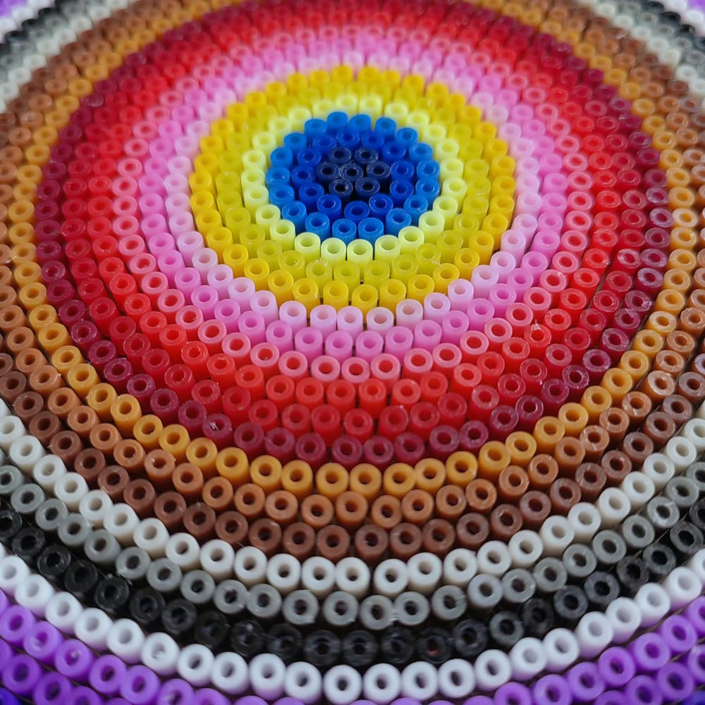 ZLLBTMO 39000 Pcs Fuse Beads Kit for Craft Making 72 Colors 2.6mm Mini Small Iron Beads Set for Aduld Kids, with Box, 4 Pegboards, 1 Drawing, 1 Tweezers, 5 Ironing Paper ZLLBTMO