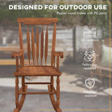 Outsunny Outdoor Wood Rocking Chair, 350 lbs. Porch Rocker with High Back for Garden, Patio, Balcony, Teak Outsunny