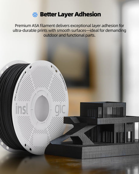 Inslogic ASA Filament 1.75mm, UV & Weather Resistant 3D Printer Filament, High-Strength & Heat-Resistant, Smooth Printing with Low Warping, Ideal for Outdoor Use, 1kg (2.2lbs) Spool, White Inslogic